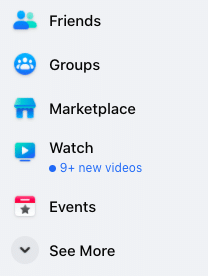 Facebook groups menu