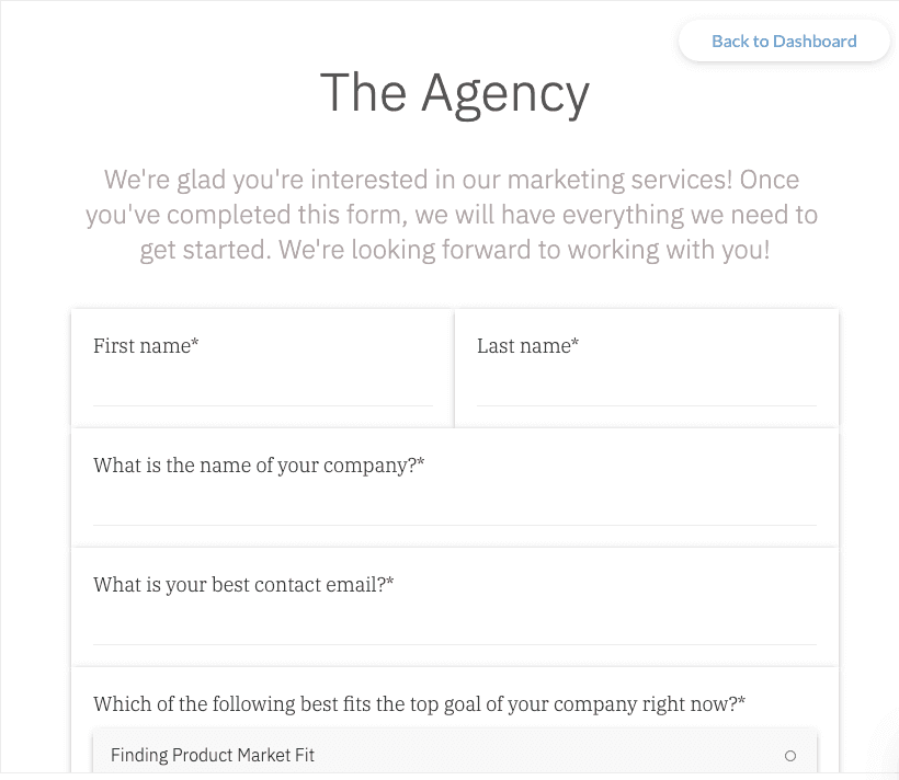 agency client intake form