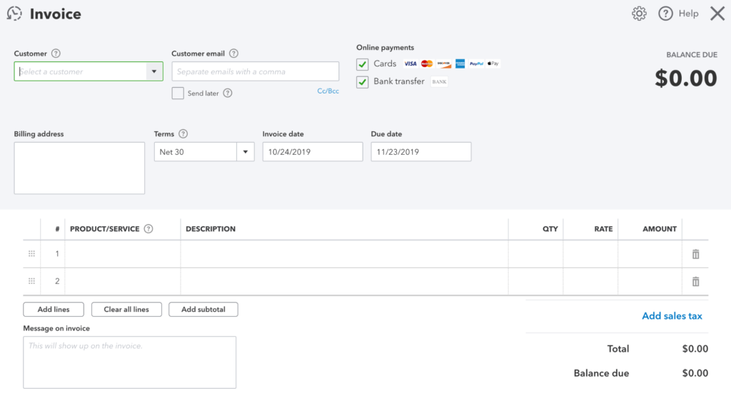 example invoice template