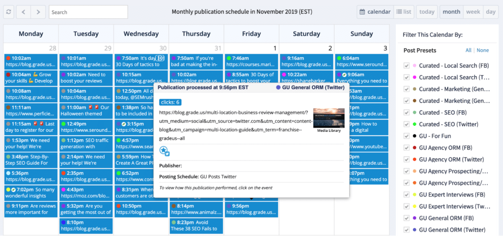 social report calendar example